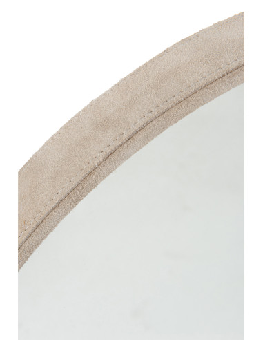 Miroir rond en cuir beige petitJ-Line
