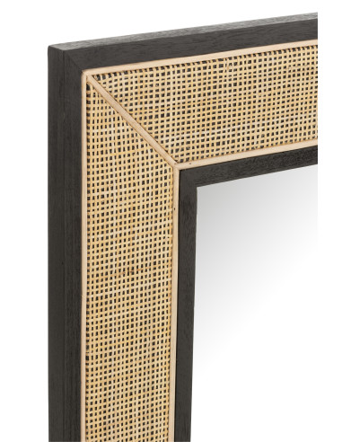 Miroir Molly en bois exotique / rotin noir petitJ-Line