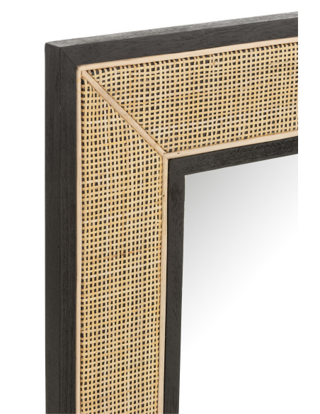 Miroir Molly en bois exotique / rotin noir petitJ-Line