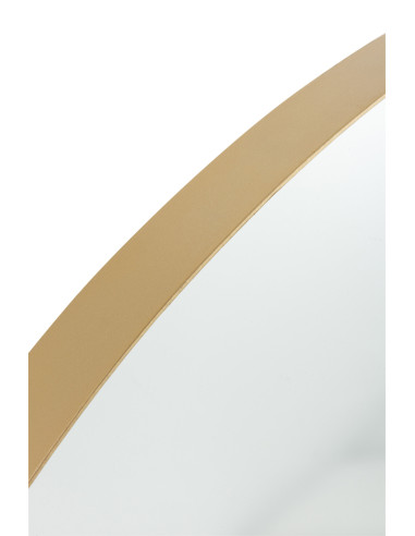 Miroir rond à grand bord en métal/verre doré.J-Line