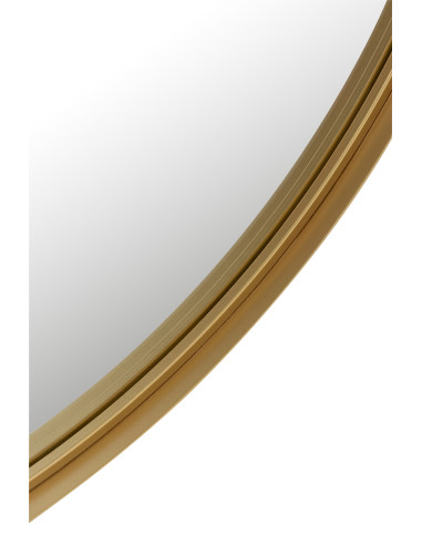 Miroir rond à grand bord en métal/verre doré.J-Line