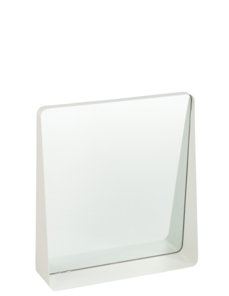 Miroir mural carré en métal/verre blancJ-Line Miroir mural carré en métal/verre blancJ-Line
