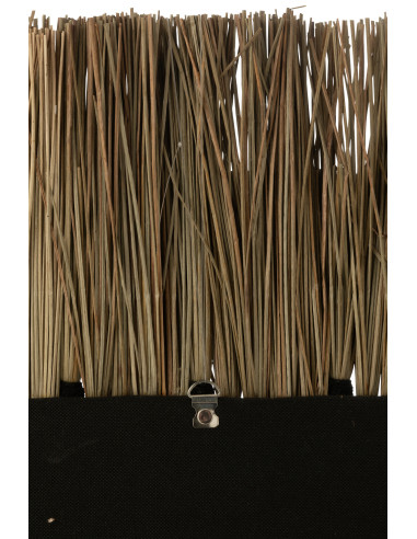 Miroir ovale motif 2 couches en seagrass naturel/noirJ-Line