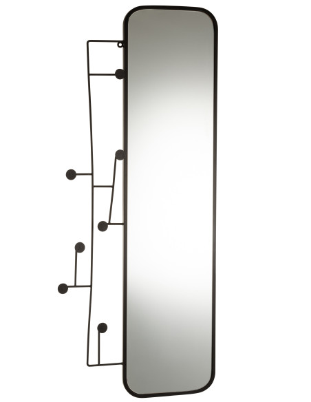 Miroir Arlo Crochets Haut NoirJ-Line Miroir Arlo Crochets Haut NoirJ-Line