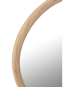 Miroir mural rond en rotin/verre naturel grandJ-Line 2