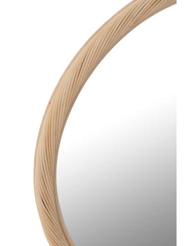 Miroir mural rond en rotin/verre naturel grandJ-Line