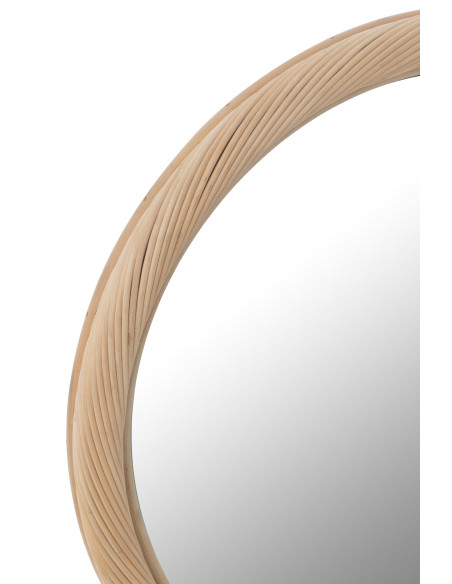 Miroir mural rond en rotin/verre naturel petitJ-Line