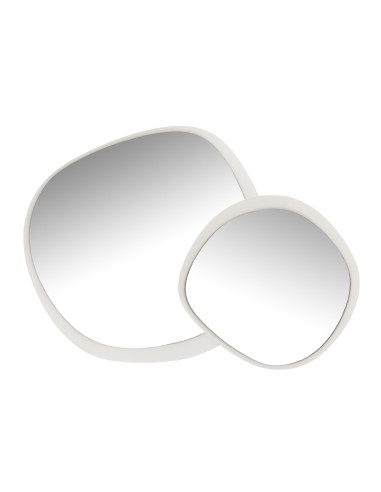 Miroir mural rond en métal/verre blanc grandJ-Line