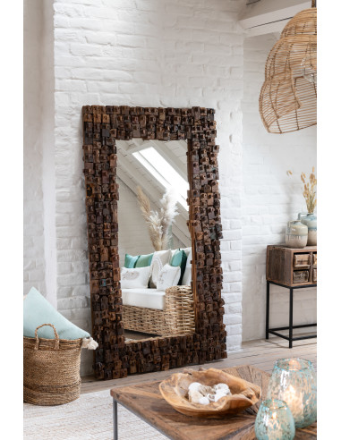 MIROIR SYMA EN BOIS RECYCLÉ/MIROIR NATUREL GRANDJ-Line