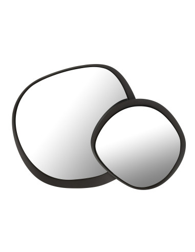 Miroir mural rond en métal/verre noir grandJ-Line