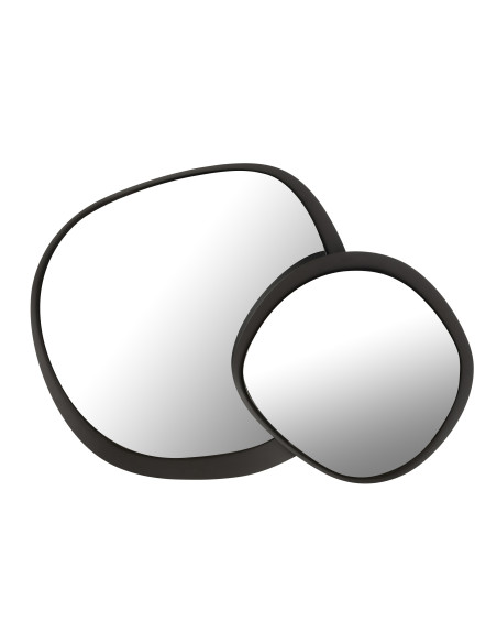 Miroir mural rond en métal/verre noir grandJ-Line