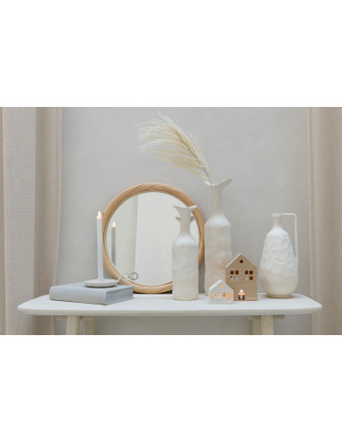 Miroir mural rond en rotin/verre naturel de taille moyenneJ-Line