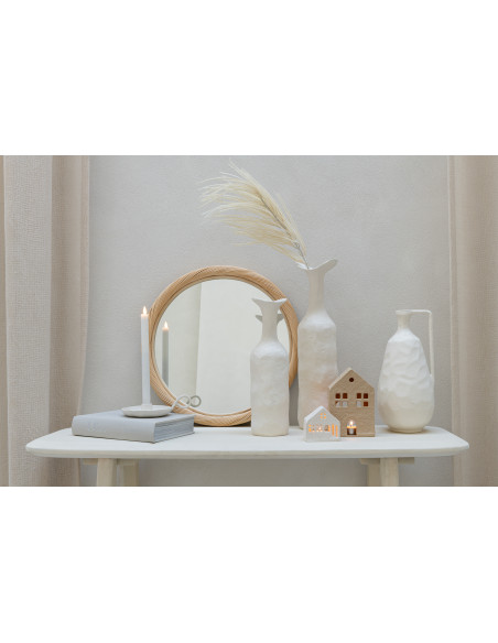 Miroir mural rond en rotin/verre naturel de taille moyenneJ-Line Miroir mural rond en rotin/verre naturel de taille moyenneJ-Line