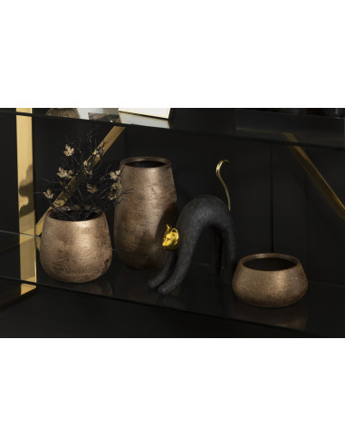 Vase en céramique irrégulier rugueux doré petitJ-Line