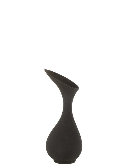 Vase Olivia en aluminium noir rugueux petitJ-Line Vase Olivia en aluminium noir rugueux petitJ-Line