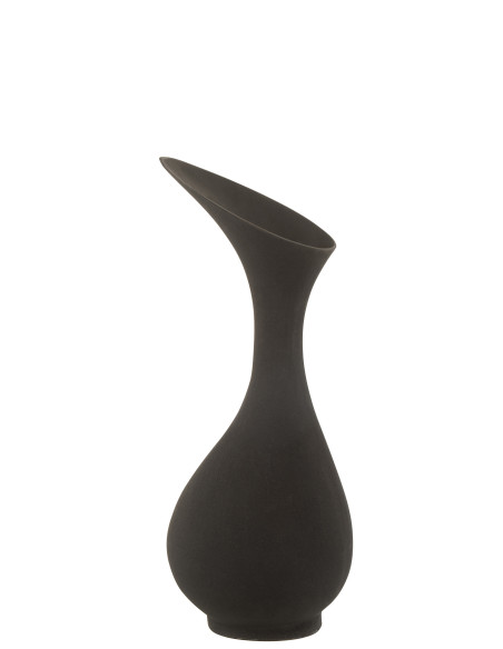 Vase Olivia en aluminium noir brut de taille moyenneJ-Line Vase Olivia en aluminium noir brut de taille moyenneJ-Line
