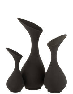 Vase Olivia en aluminium noir brut grandJ-Line 2