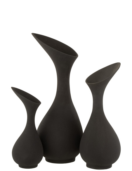 Vase Olivia en aluminium noir brut grandJ-Line
