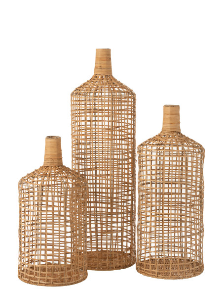 Ensemble de 3 décorations de vase en bambou naturelJ-Line Ensemble de 3 décorations de vase en bambou naturelJ-Line