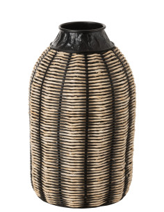 Décoration de vase en corde/rotin noir/naturelJ-Line