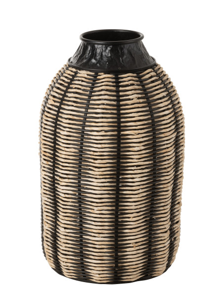 Décoration de vase en corde/rotin noir/naturelJ-Line Décoration de vase en corde/rotin noir/naturelJ-Line