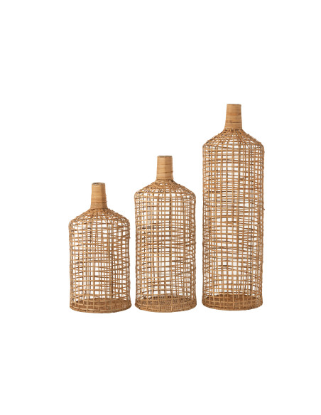 Ensemble de 3 décorations de vase en bambou naturelJ-Line Ensemble de 3 décorations de vase en bambou naturelJ-Line