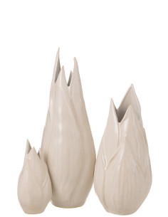 Vase Ibiza en céramique brillante beige grandJ-Line 2
