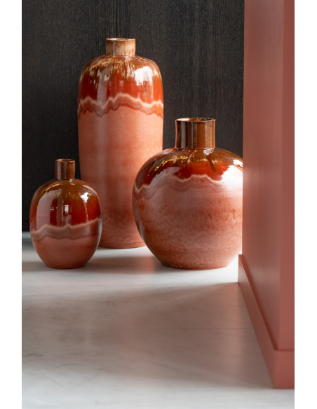 Vase Aline ovale en céramique rouge petitJ-Line