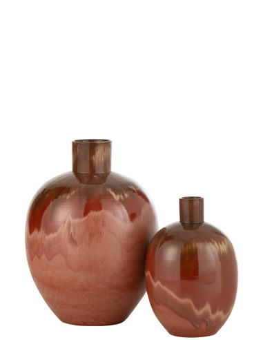 Vase Aline Ovale en Céramique Rouge GrandJ-Line