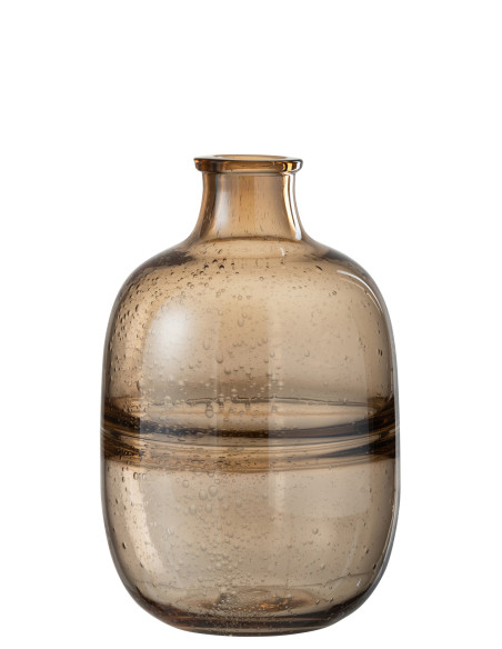 Vase en verre ambré avec petit rebord rond.J-Line Vase en verre ambré avec petit rebord rond.J-Line