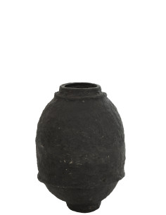Vase en papier mâché noir de taille moyenneJ-Line