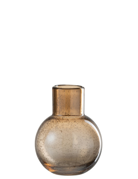 Vase en verre ambre avec col en petit.J-Line