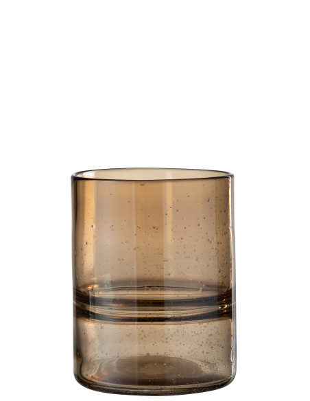 Vase Cylindre en Verre avec Relief en AmbreJ-Line