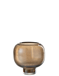 Vase Sur Pied En Verre Rond Ambre PetitJ-Line