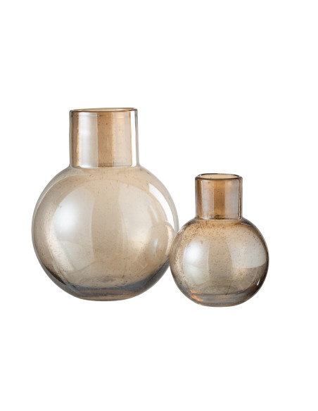 Vase en verre ambre avec col largeJ-Line Vase en verre ambre avec col largeJ-Line