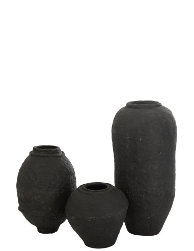 Vase en papier mâché noir grandJ-Line