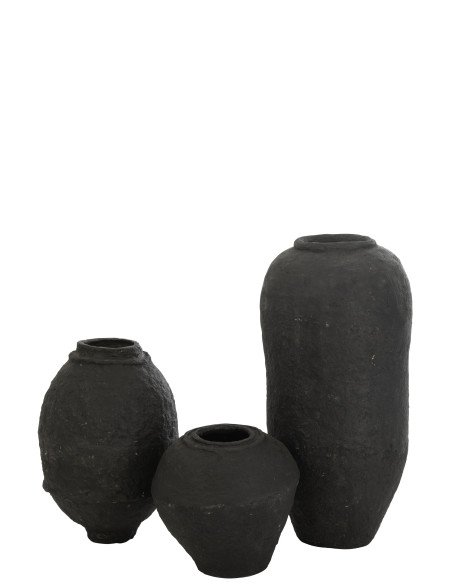 Vase en papier mâché noir grandJ-Line Vase en papier mâché noir grandJ-Line