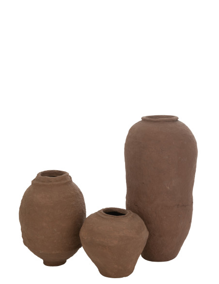 Vase en papier mâché marron grandJ-Line