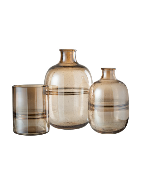 Grand vase en verre ambré à bord rond.J-Line Grand vase en verre ambré à bord rond.J-Line
