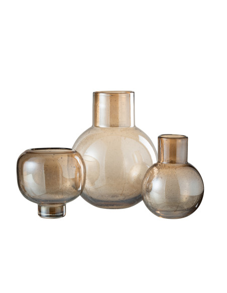 Vase en verre ambre avec col largeJ-Line Vase en verre ambre avec col largeJ-Line