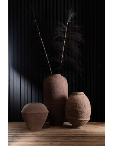 Vase en papier mâché marron petitJ-Line