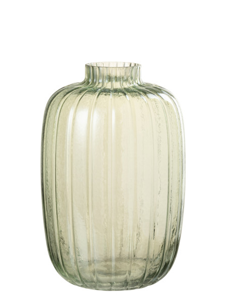 Grand vase en verre vert lignesJ-Line
