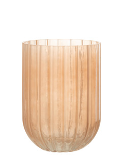 Vase Yoni en verre pêche de taille moyenneJ-Line