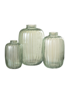 Grand vase en verre vert lignesJ-Line 2