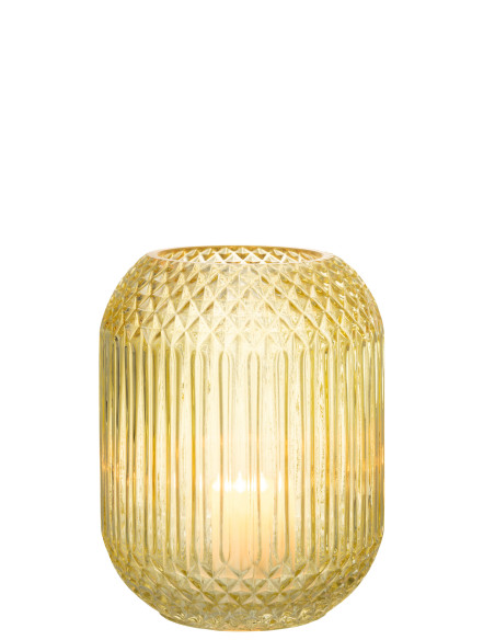 Vase en verre jaune de taille moyenne coupé à droiteJ-Line Vase en verre jaune de taille moyenne coupé à droiteJ-Line