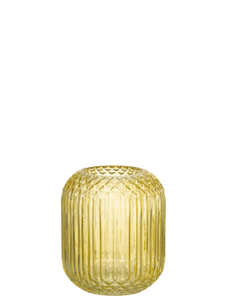Vase en verre jaune coupé à droite petitJ-Line Vase en verre jaune coupé à droite petitJ-Line
