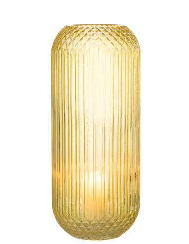 Vase en verre jaune coupé à droite de grande tailleJ-Line