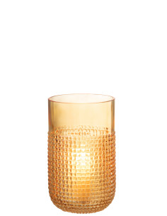 Petit vase en verre orange à motif.J-Line 2