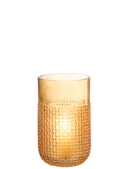 Petit vase en verre orange à motif.J-Line Petit vase en verre orange à motif.J-Line