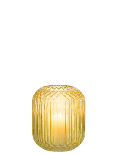 Vase en verre jaune coupé à droite petitJ-Line 2